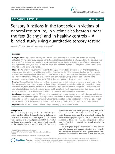 feet torture|Sensory functions in the foot soles in victims of generalized .